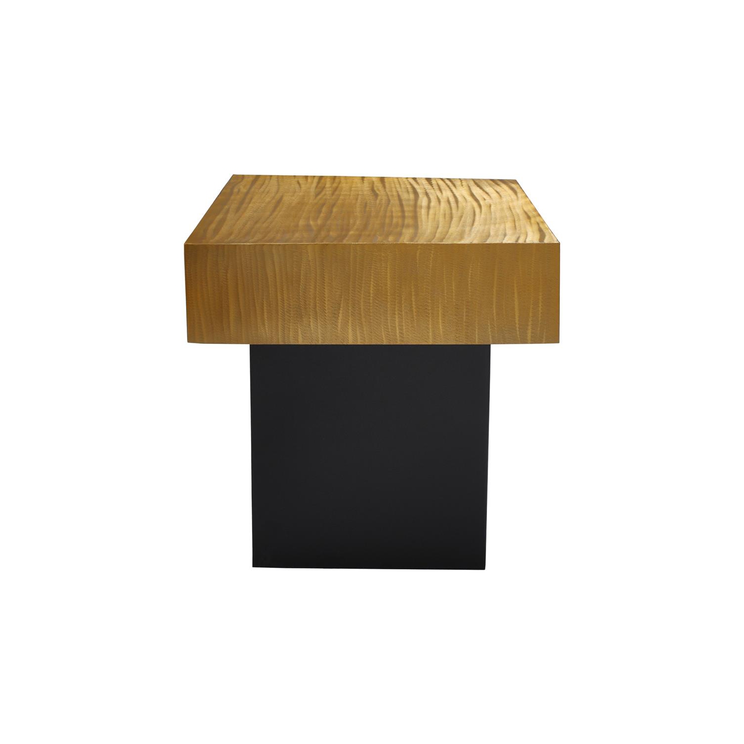 Meridian Furniture Palladium Textured Metal End Table in Gold