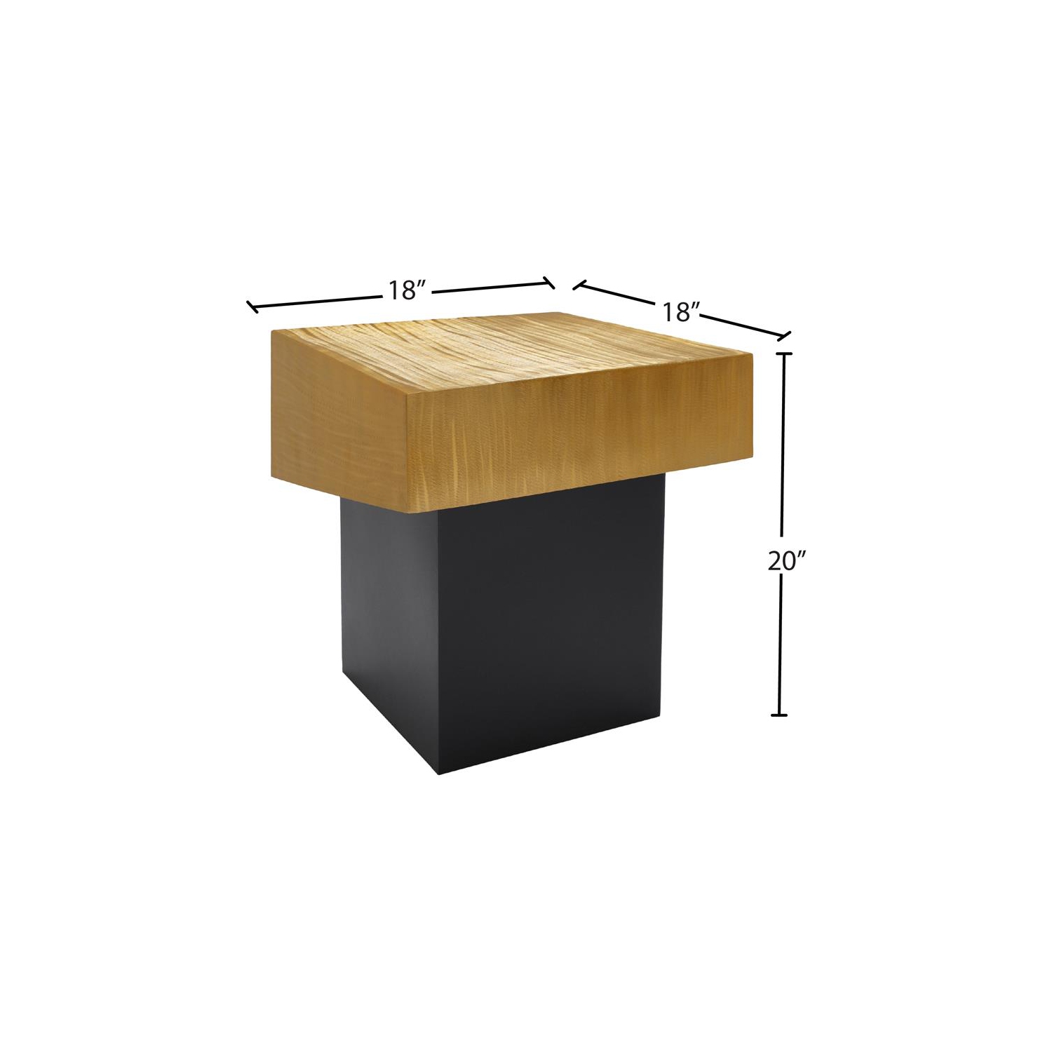 Meridian Furniture Palladium Textured Metal End Table in Gold