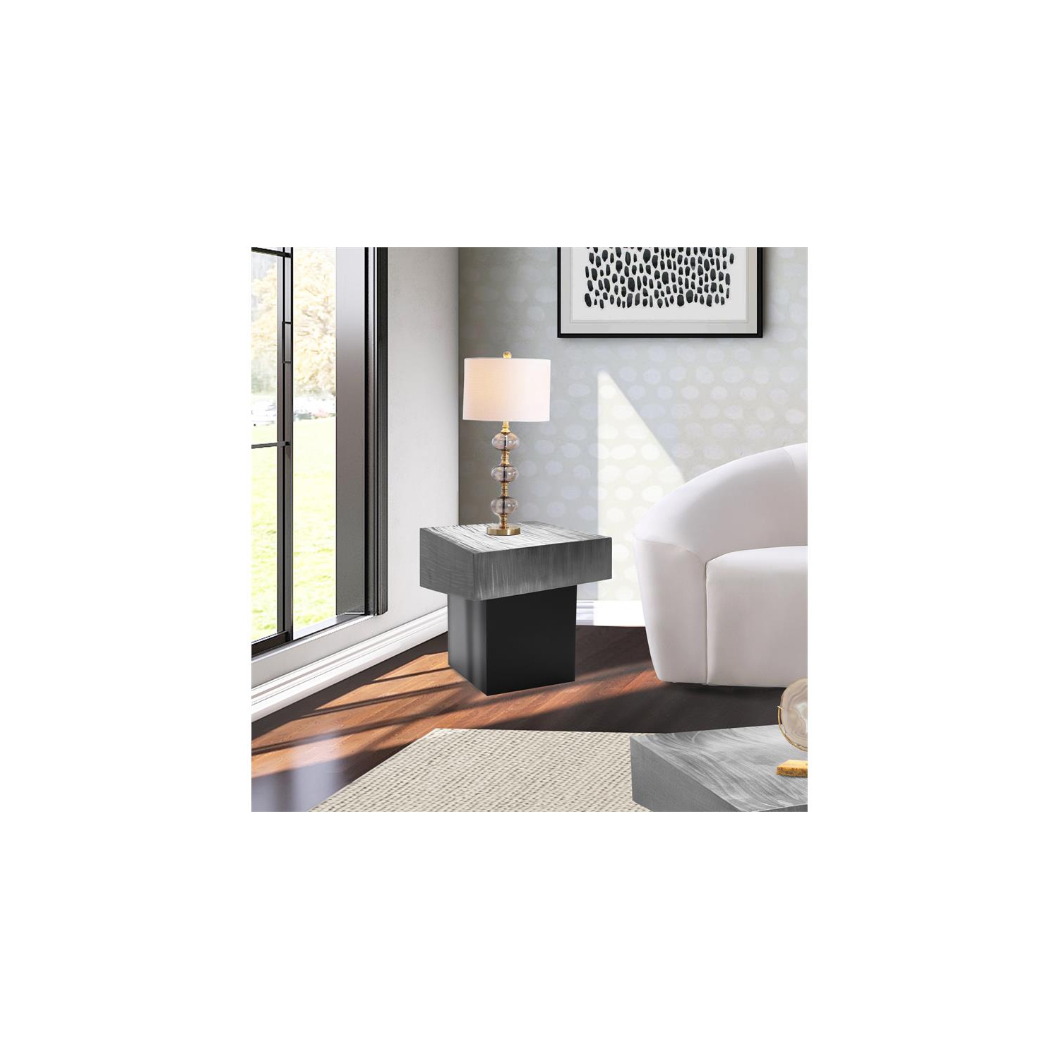 Meridian Furniture Palladium Textured Metal End Table in Chrome