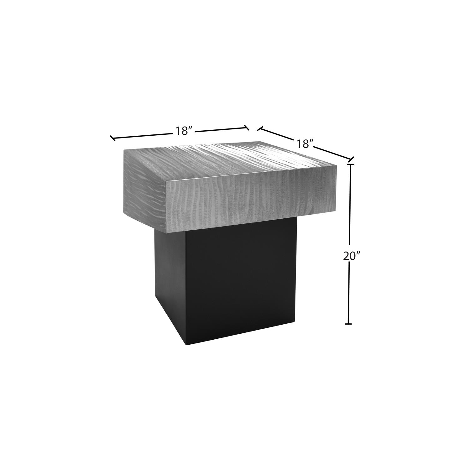 Meridian Furniture Palladium Textured Metal End Table in Chrome