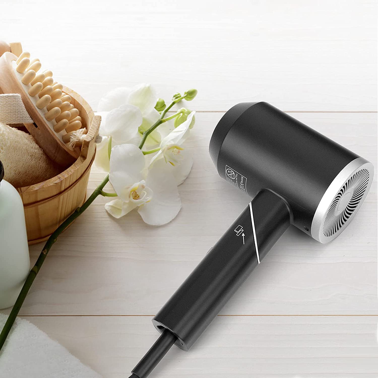 A|M diffuseur beauté sèche-cheveux Bas, voyage de 1800 W pour hôtel, puissant sèche-cheveux compact portatif, séchage rapide, sans chaleur, léger,