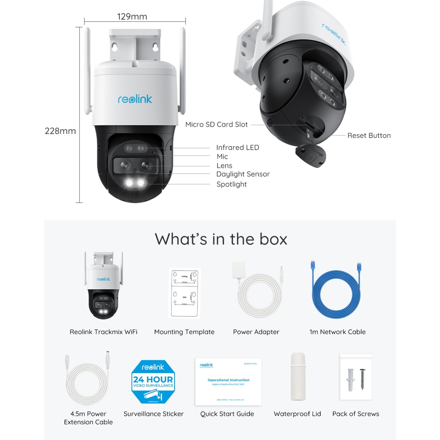 Reolink PTZ Security Camera with Auto Tracking, Wide-Angle & Telephoto Lenses, Dual View, 4K 8MP Ultra HD, 2.4/5Ghz Dual-Band WiFi