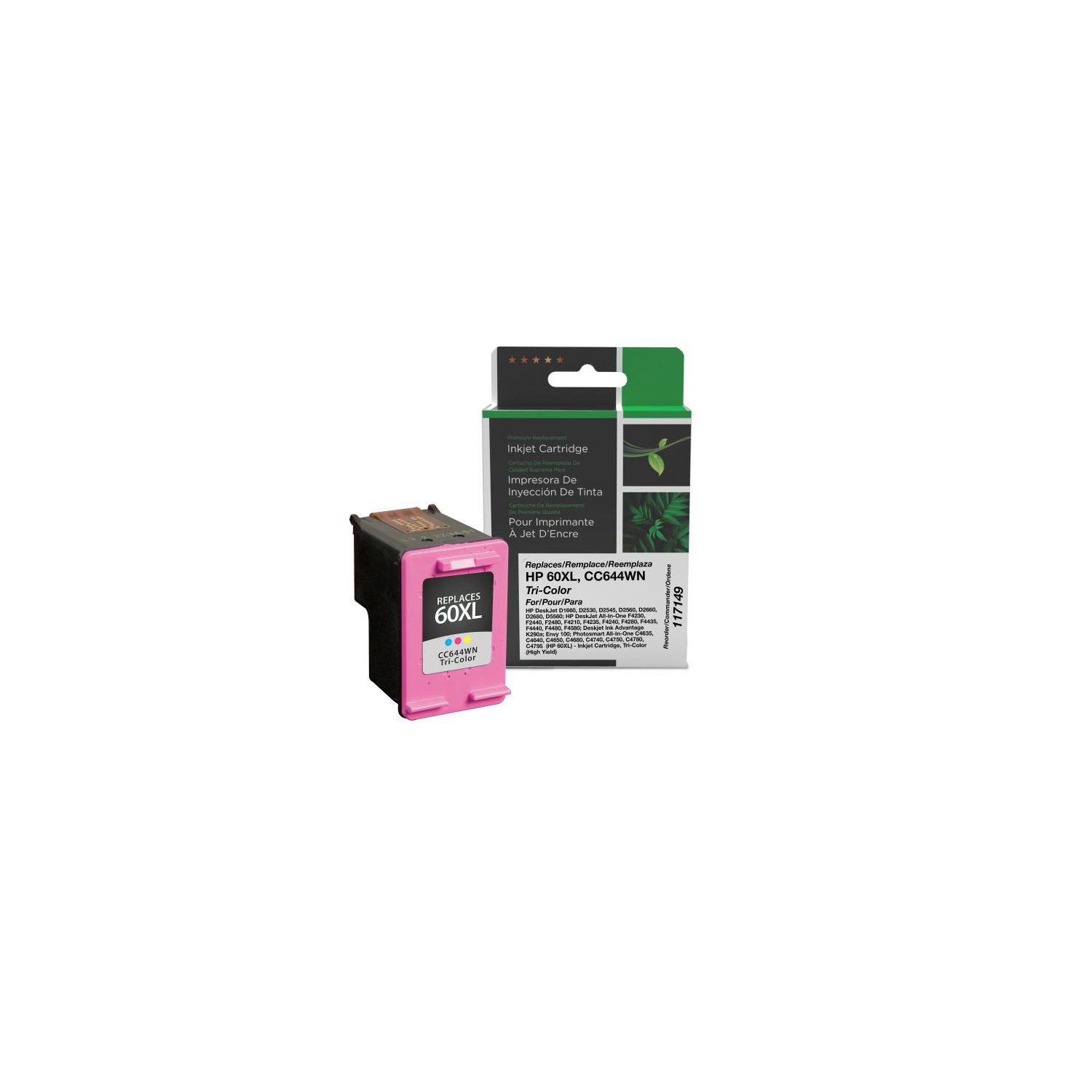 Clover Imaging Remanufactured High Yield Tri-Color Ink Cartridge for HP 60XL (CC644WN)