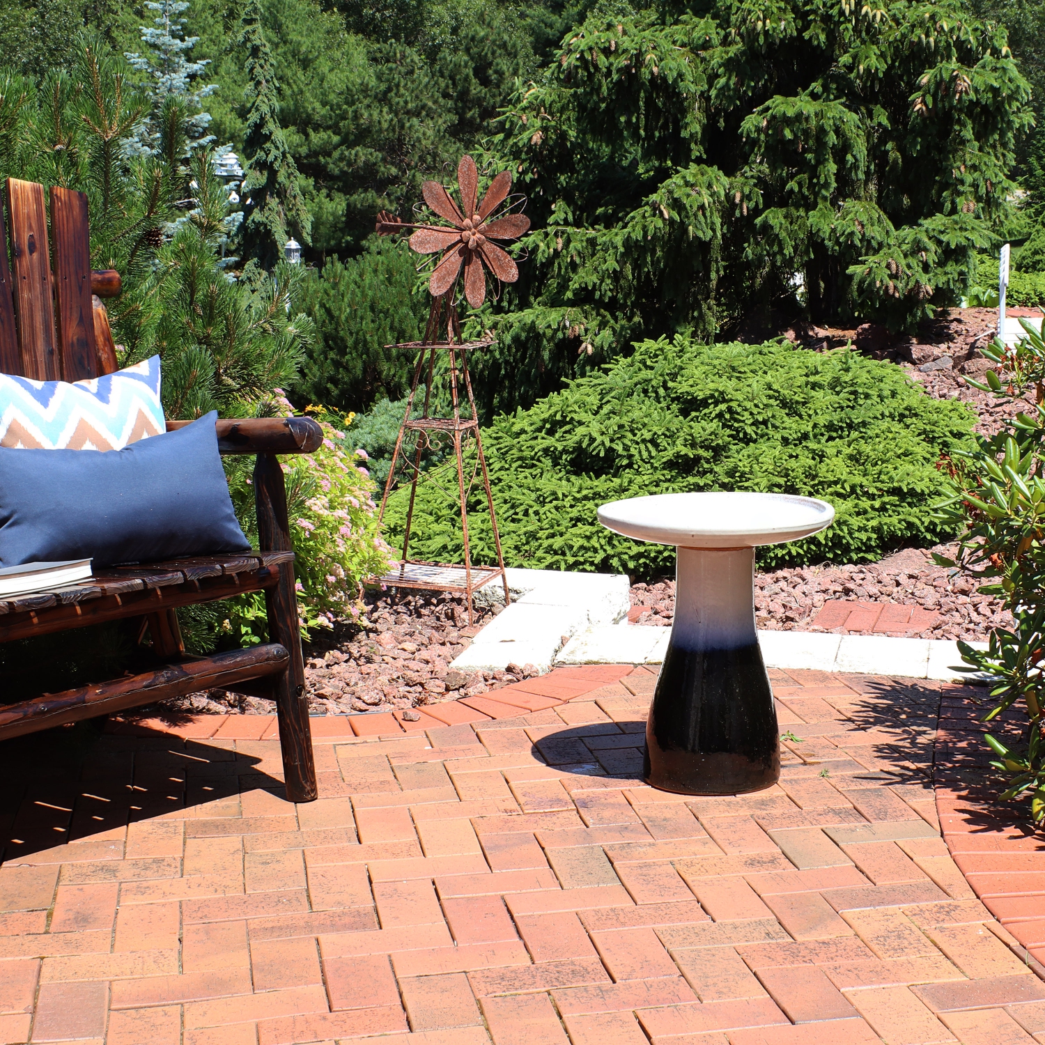 Sunnydaze Subtle Transitions Ceramic Bird Bath - 18.5 in - Twilight