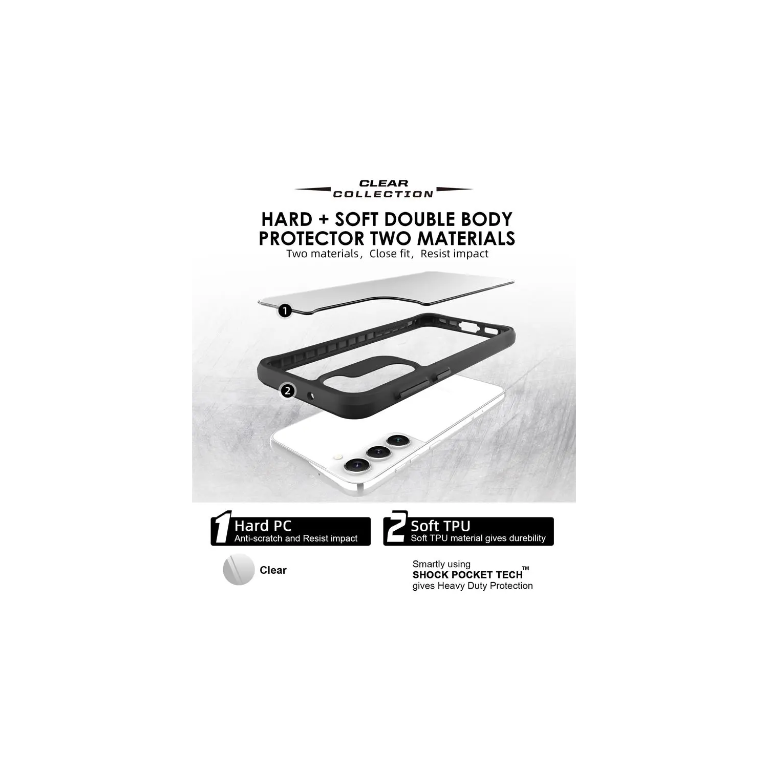 【CSmart】 Étui Coque hybride en TPU mat transparent pour Samsung Galaxy S23, Bleu