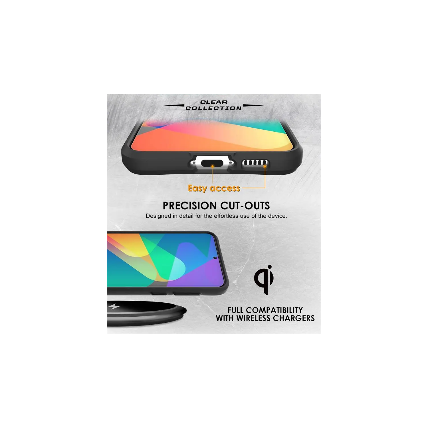 【CSmart】 Transparent Back Hard PC Matte TPU Hybrid Case Cover for Samsung Galaxy S23, Black