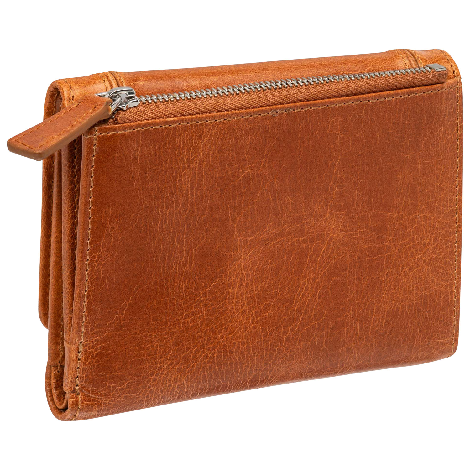 Portefeuille RFID à trois volets en cuir véritable de taille moyenne South Beach de Mancini - Havane