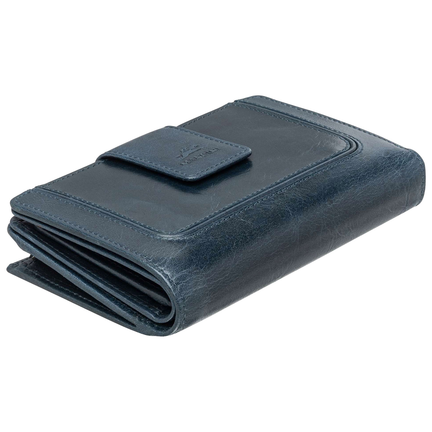 Portefeuille RFID à deux volets en cuir véritable South Beach de Mancini - Bleu