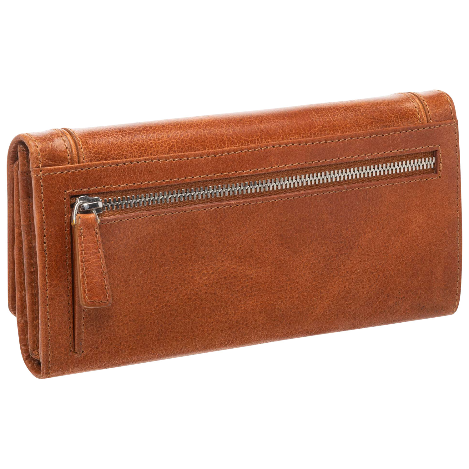 Portefeuille RFID à trois volets en cuir véritable South Beach de Mancini - Havane