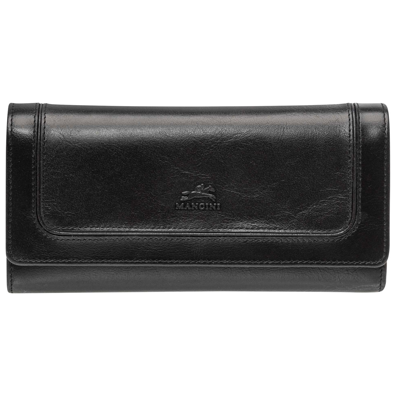 Portefeuille RFID à quatre volets en cuir véritable South Beach de Mancini - Noir