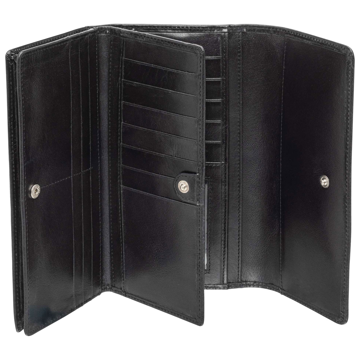 Portefeuille RFID à quatre volets en cuir véritable South Beach de Mancini - Noir