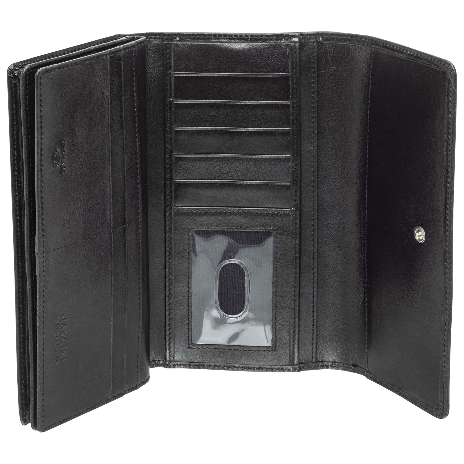 Portefeuille RFID à quatre volets en cuir véritable South Beach de Mancini - Noir