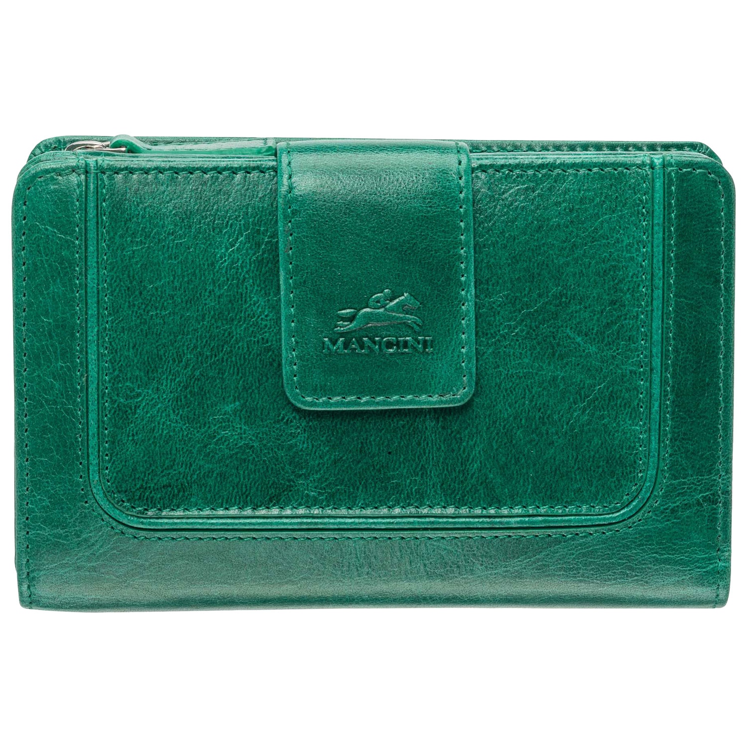 Portefeuille RFID à deux volets en cuir véritable South Beach de Mancini - Vert