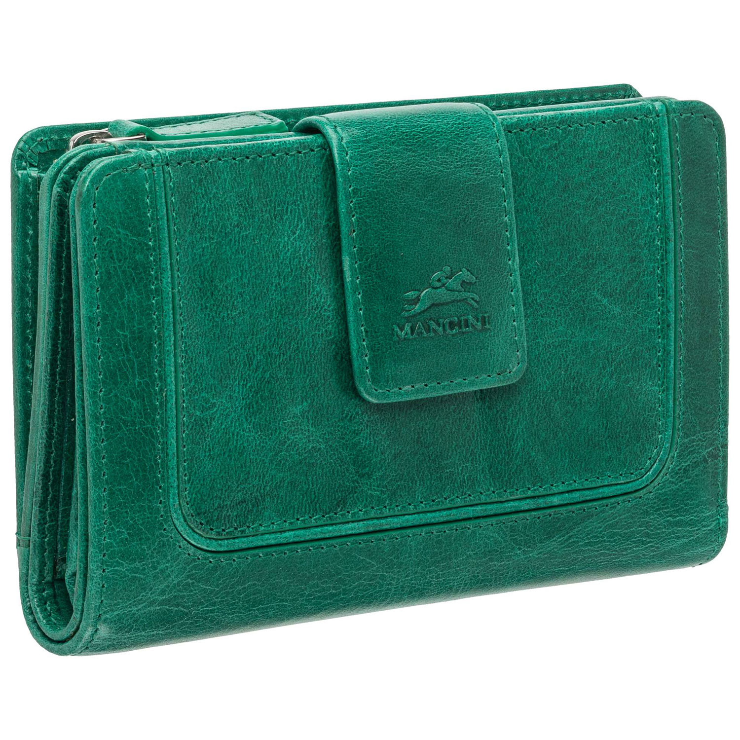 Portefeuille RFID à deux volets en cuir véritable South Beach de Mancini - Vert