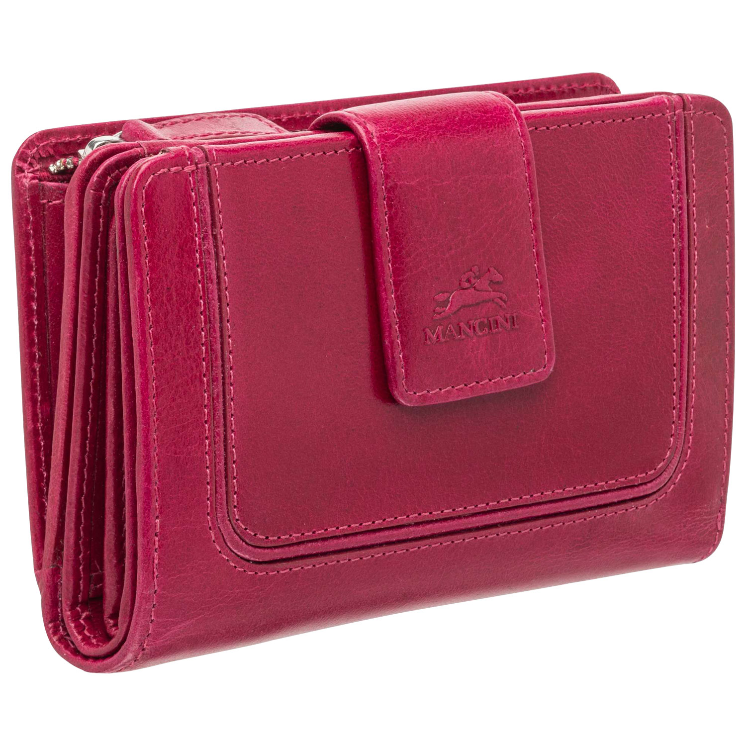 Portefeuille RFID à deux volets en cuir véritable South Beach de Mancini - Rose