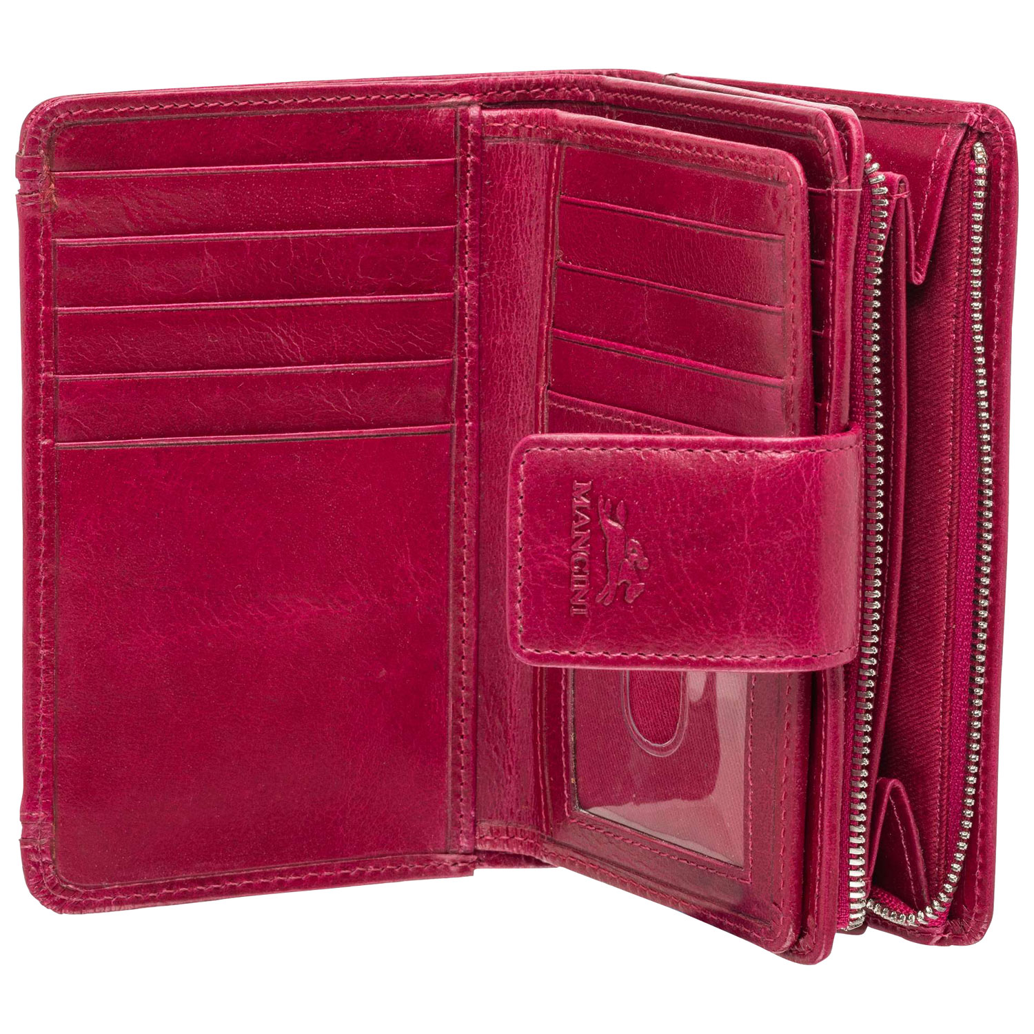 Portefeuille RFID à deux volets en cuir véritable South Beach de Mancini - Rose