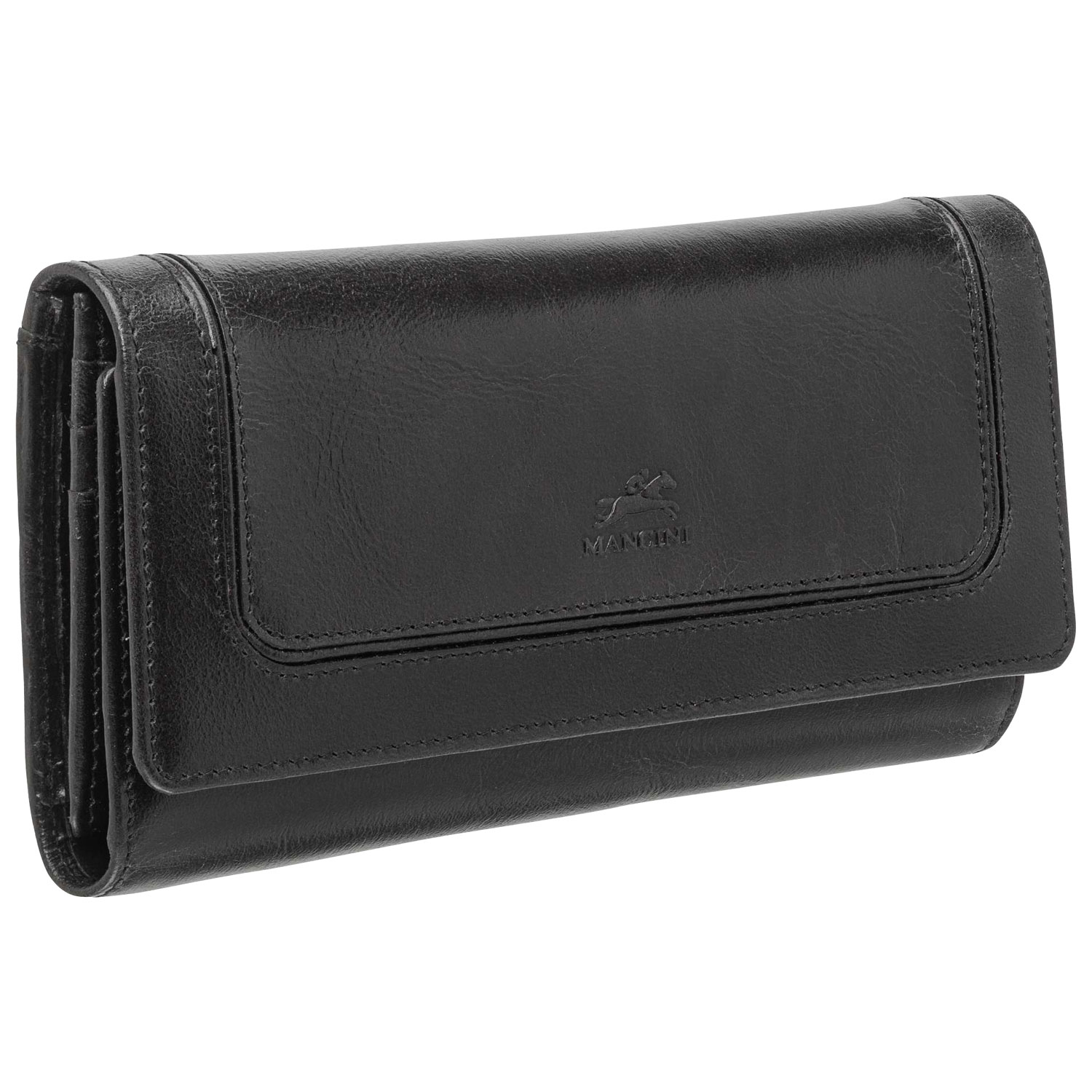 Portefeuille RFID à trois volets en cuir véritable South Beach de Mancini - Noir