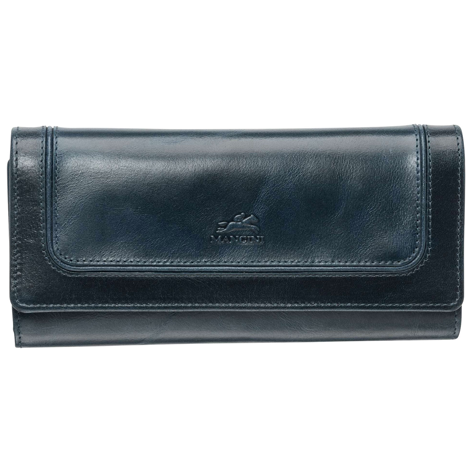 Portefeuille RFID à trois volets en cuir véritable South Beach de Mancini - Bleu