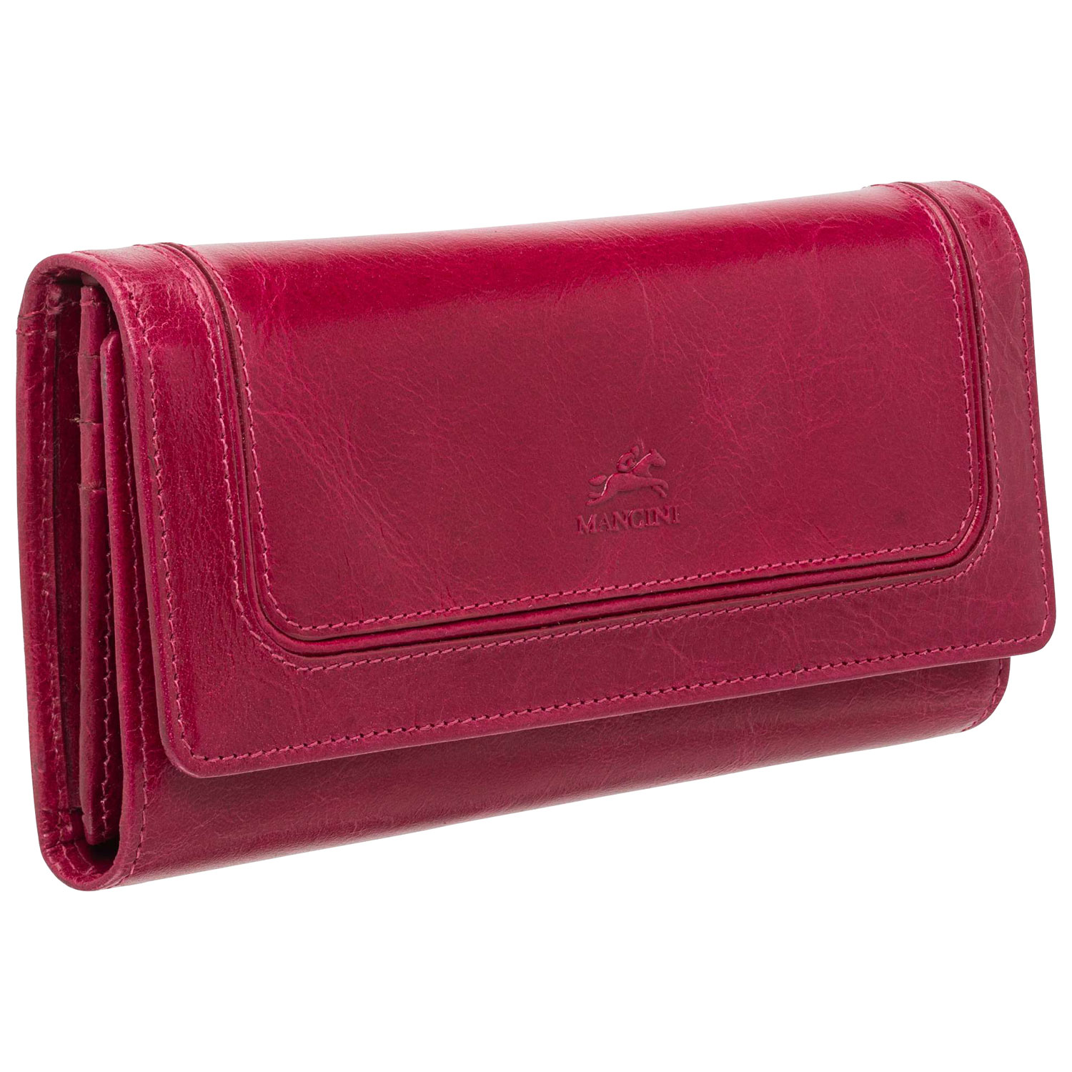 Portefeuille RFID à trois volets en cuir véritable South Beach de Mancini - Rose