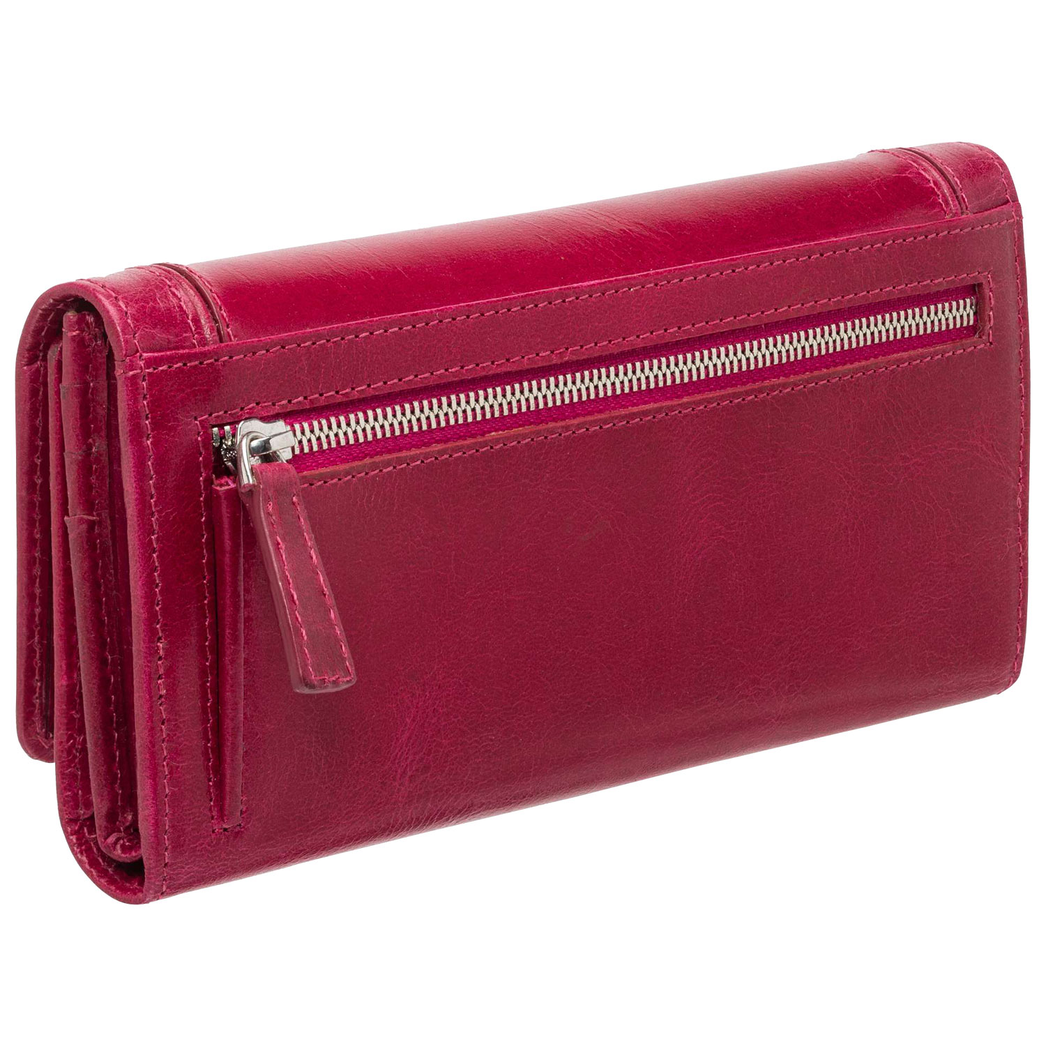 Portefeuille RFID à trois volets en cuir véritable South Beach de Mancini - Rose