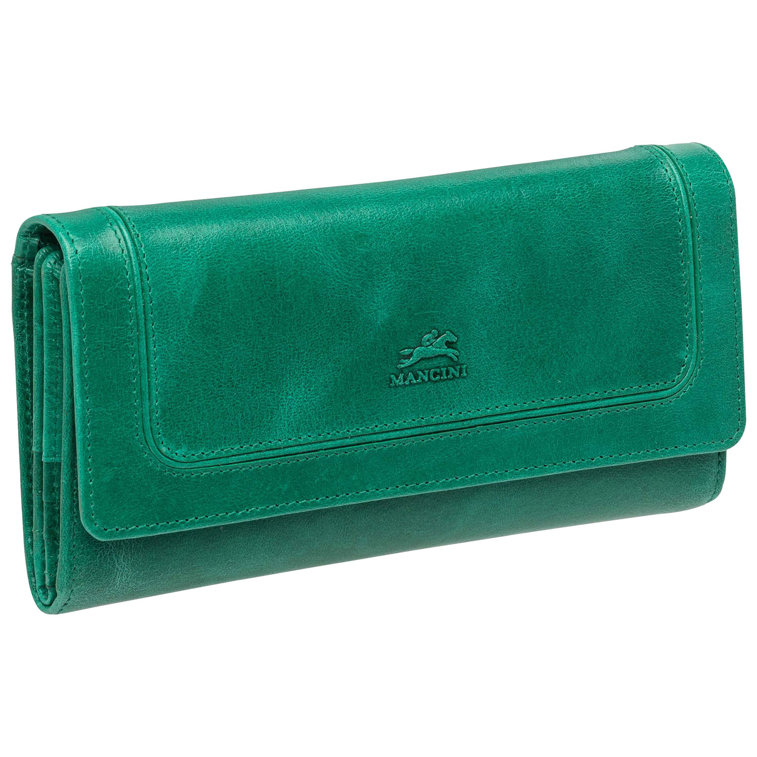 Mancini South Beach RFID Genuine Leather Quad-Fold Wallet - Green