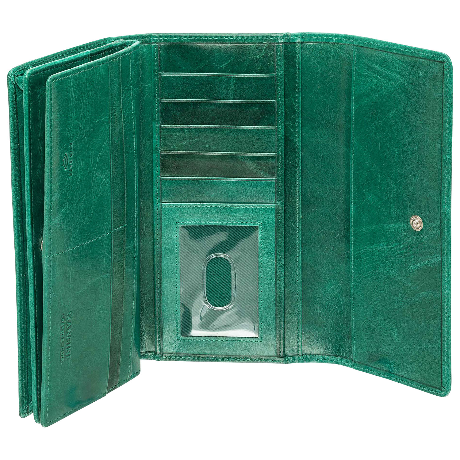 Mancini South Beach RFID Genuine Leather Quad-Fold Wallet - Green