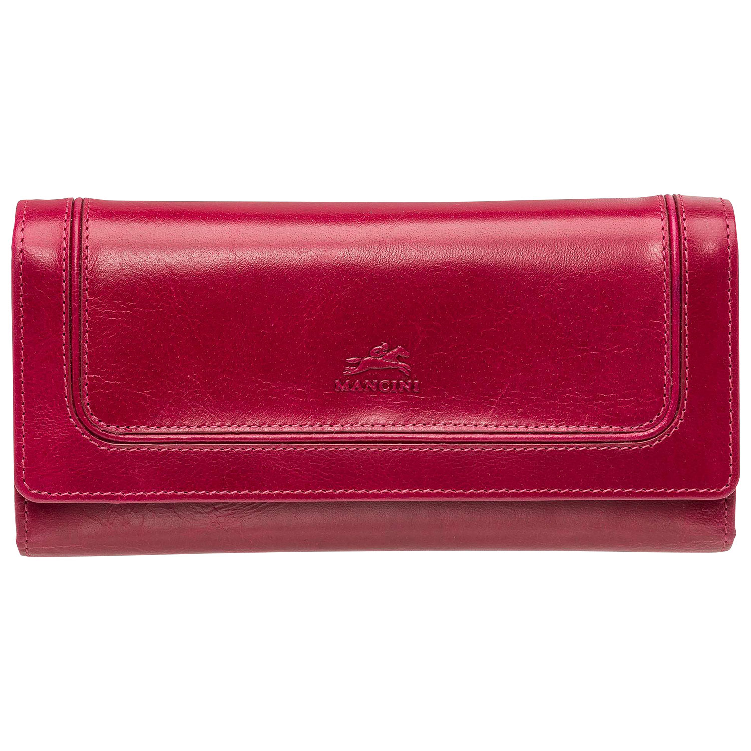 Portefeuille RFID à quatre volets en cuir véritable South Beach de Mancini - Rose