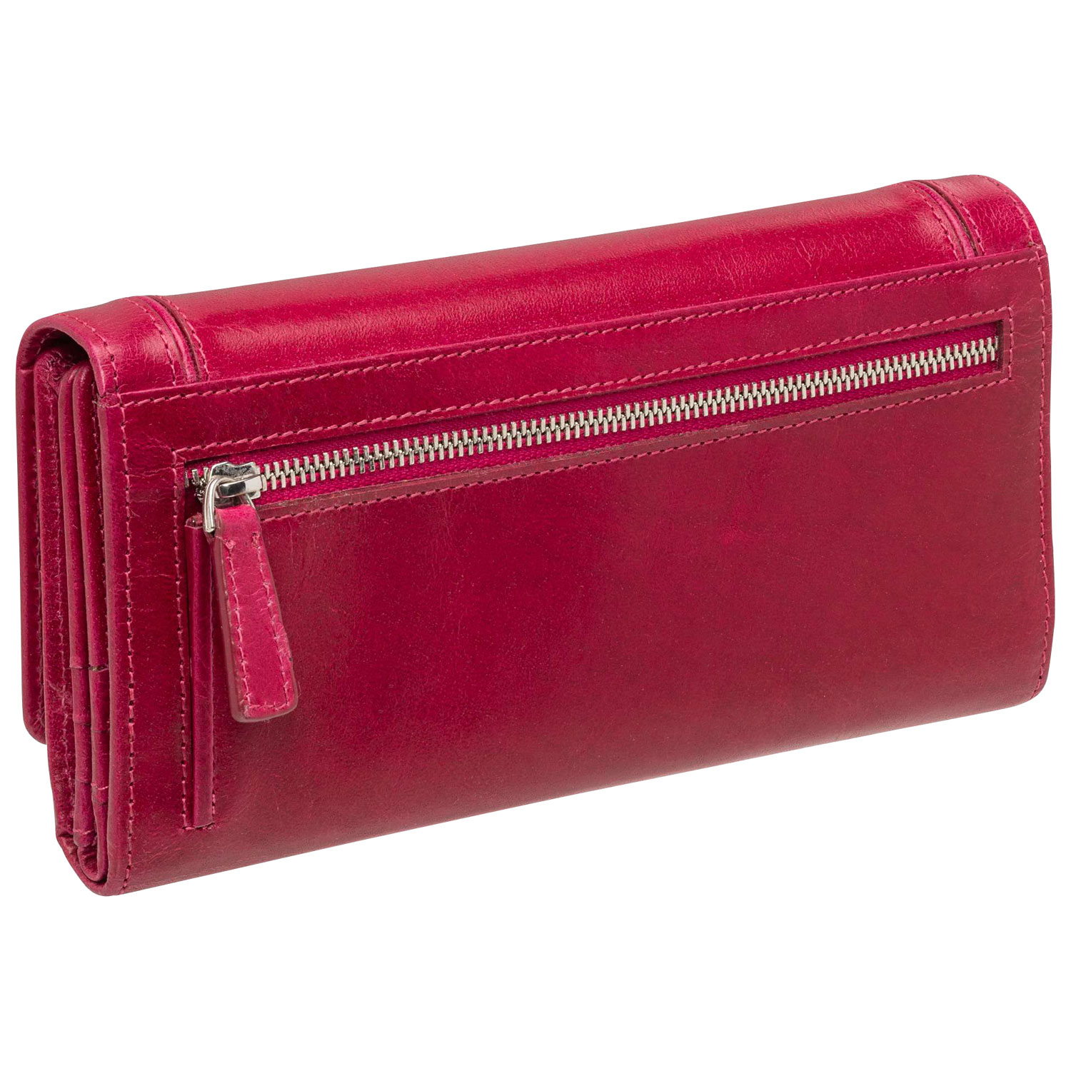 Portefeuille RFID à quatre volets en cuir véritable South Beach de Mancini - Rose