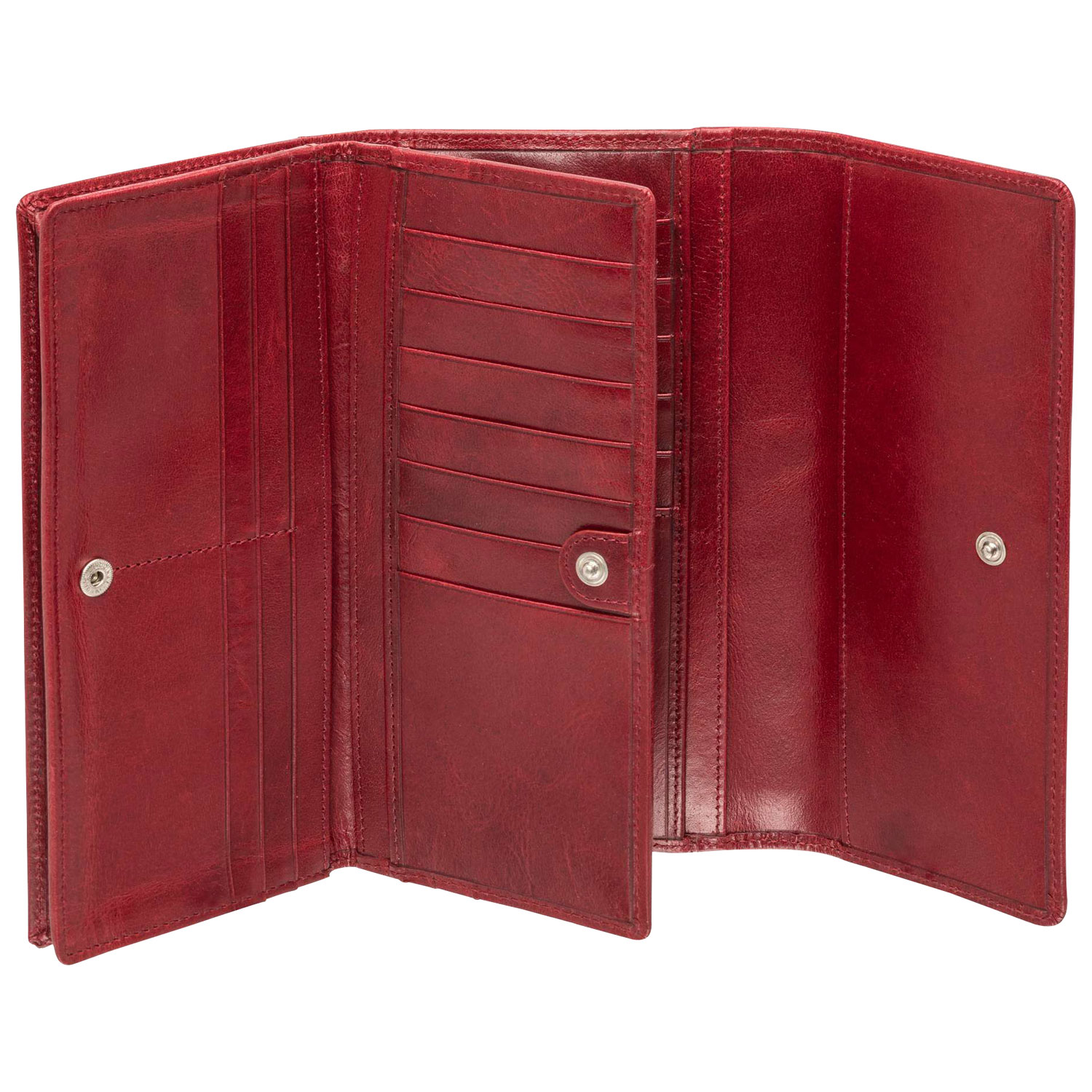 Portefeuille RFID à quatre volets en cuir véritable South Beach de Mancini - Rouge