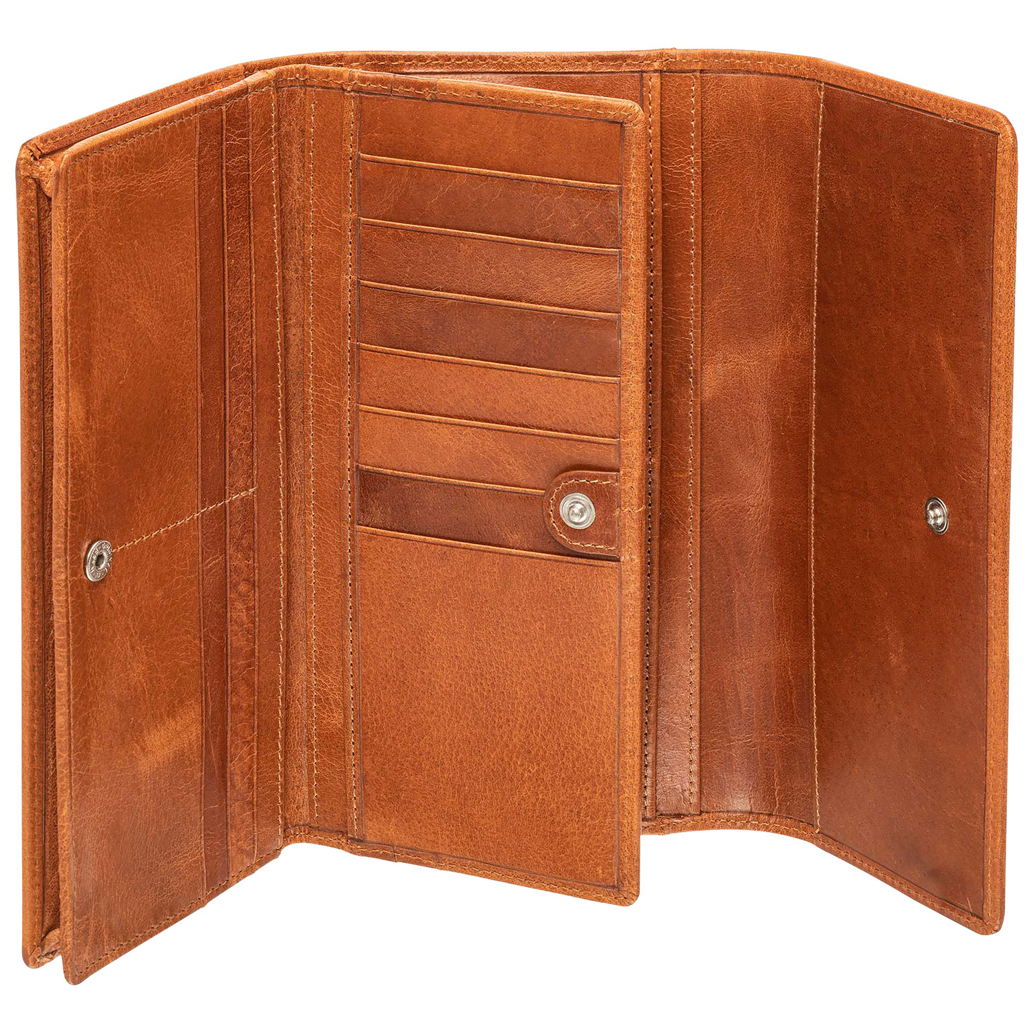 Portefeuille RFID à quatre volets en cuir véritable South Beach de Mancini - Havane