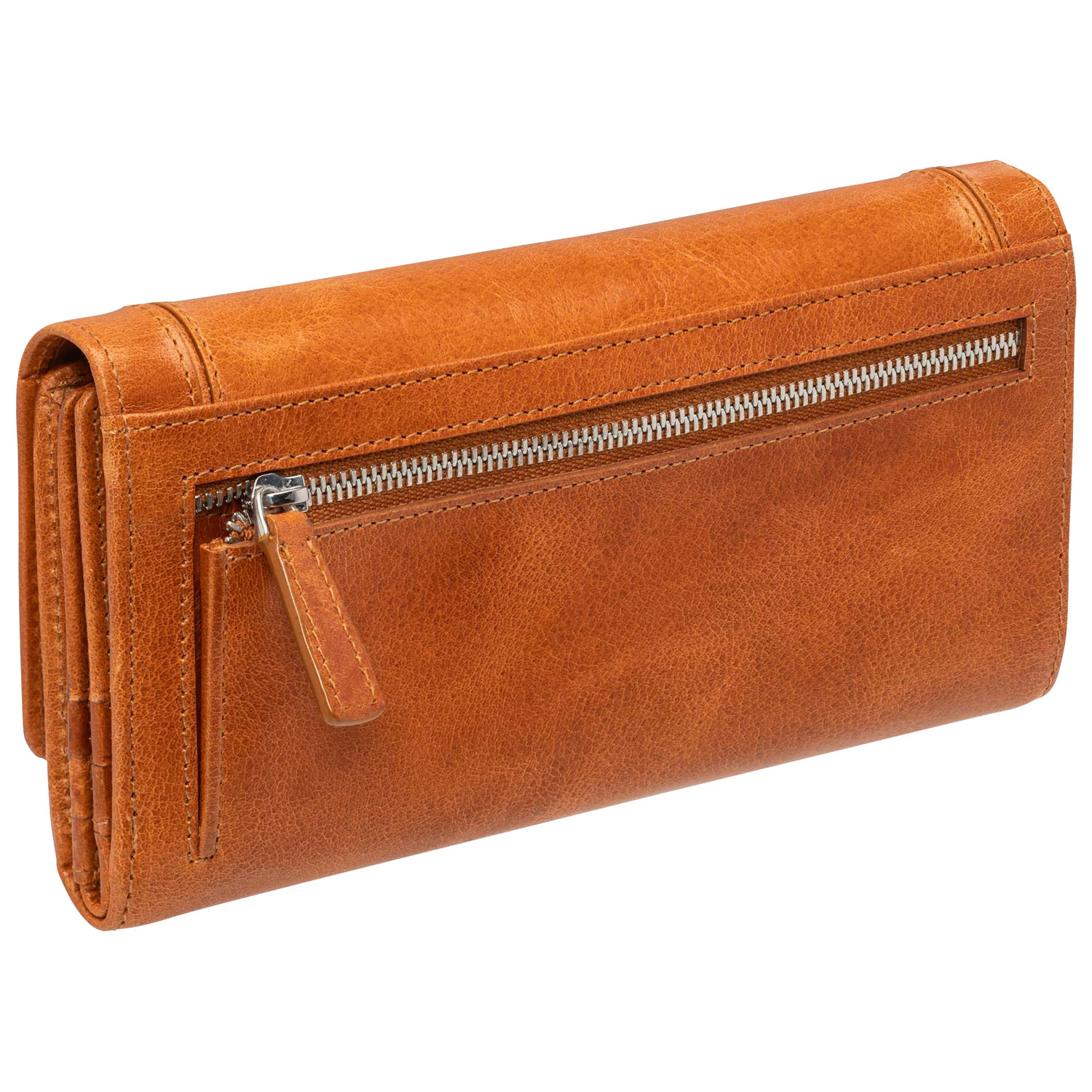 Portefeuille RFID à quatre volets en cuir véritable South Beach de Mancini - Havane