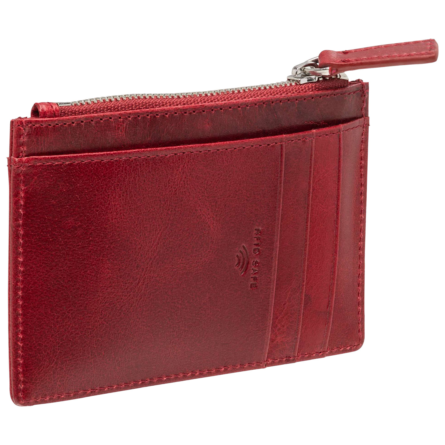 Porte-carte RFID en cuir véritable South Beach de Mancini - Rouge