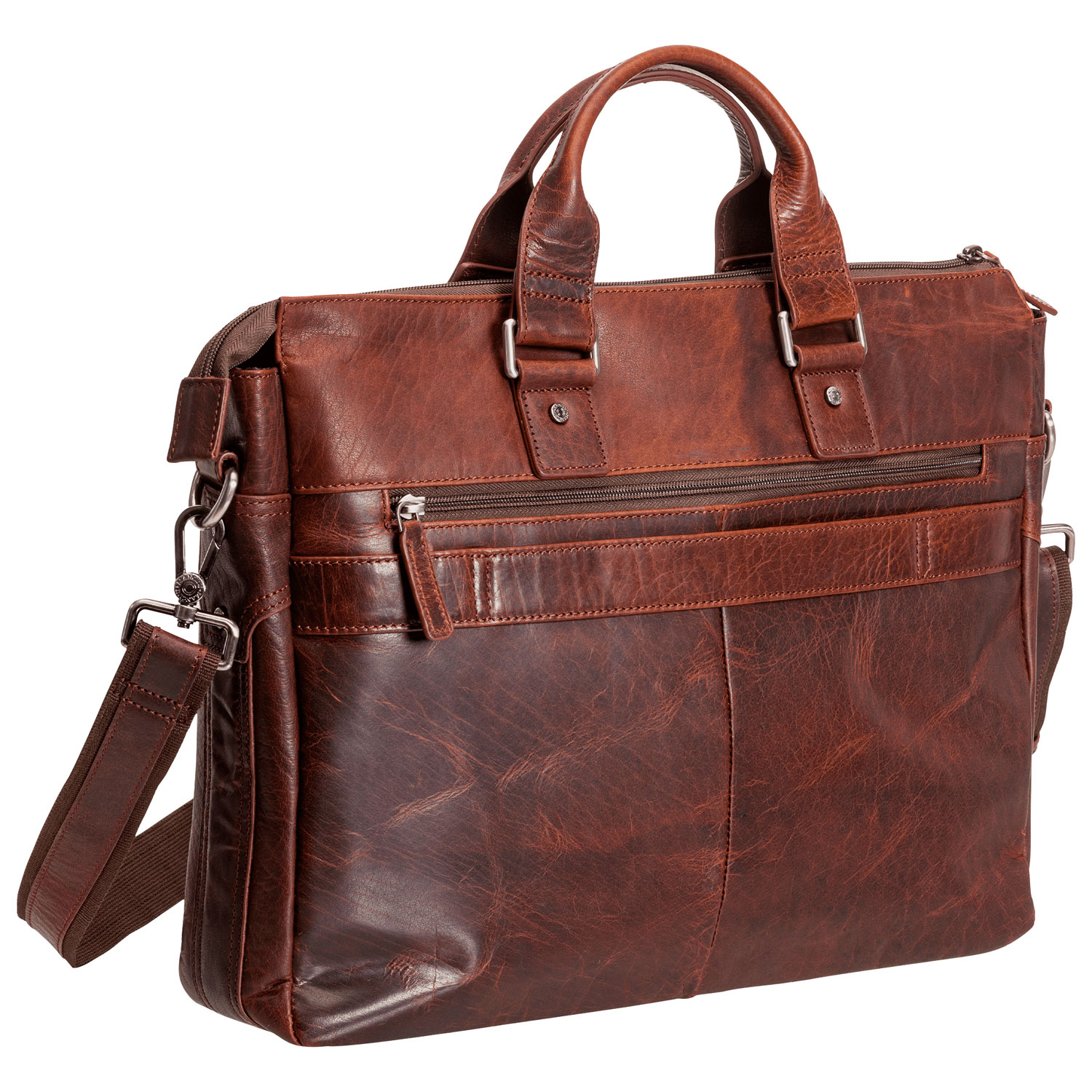 Mancini Buffalo 15.6" Single-Compartment Laptop Briefcase Bag - Brown