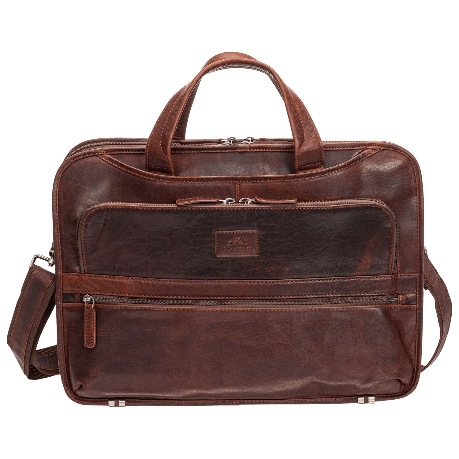 Mallette à trois compartiments Buffalo de Mancini pour portable de 15,6 po - Brun