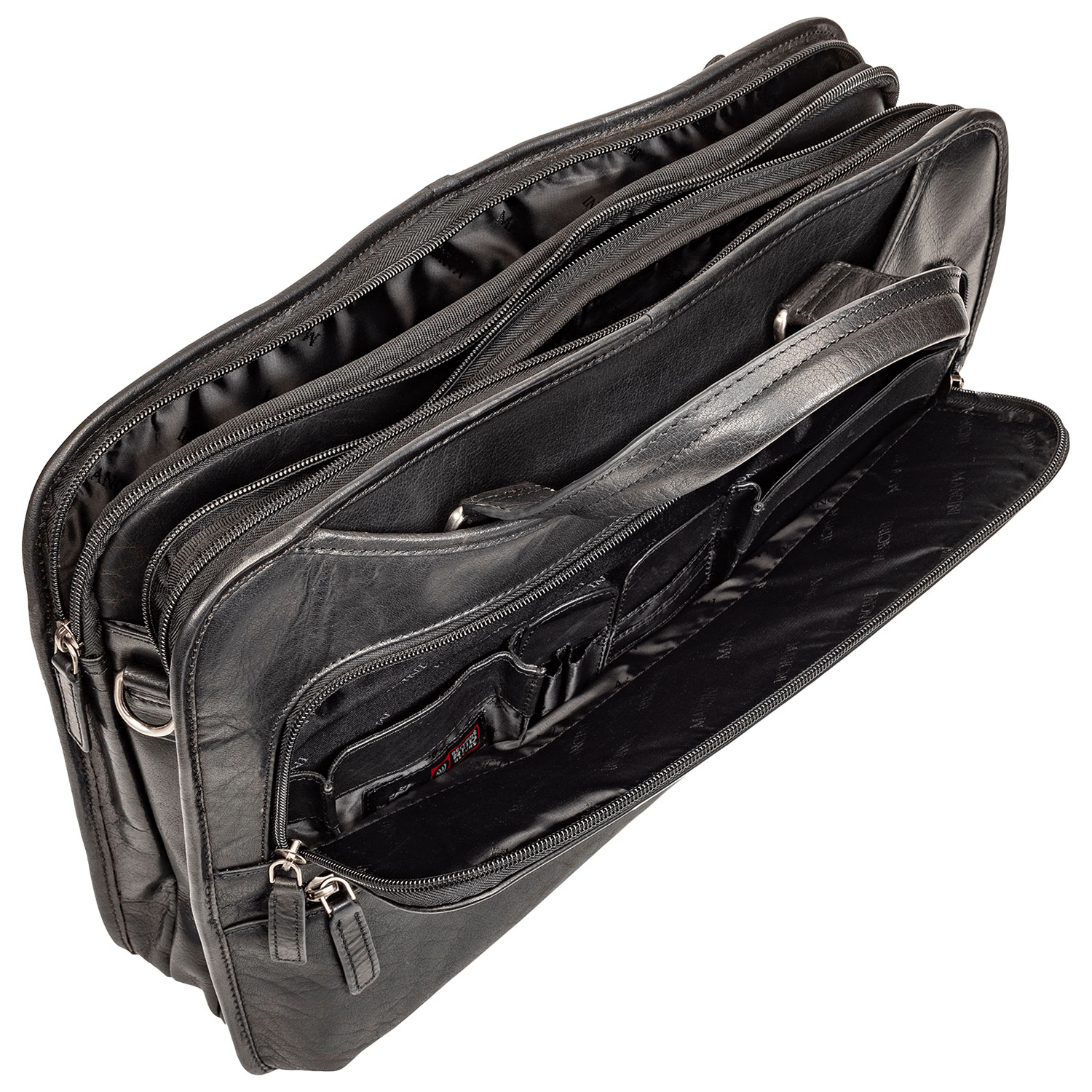 Mallette à trois compartiments Buffalo de Mancini pour portable de 15,6 po - Noir