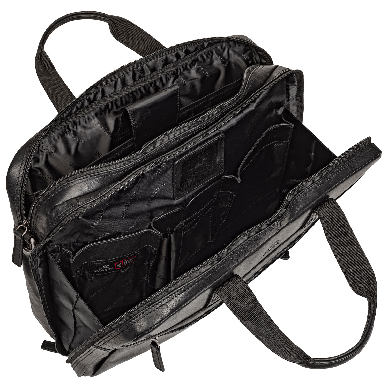 Mallette à deux compartiments Buffalo de Mancini pour portable de 15,6 po - Noir