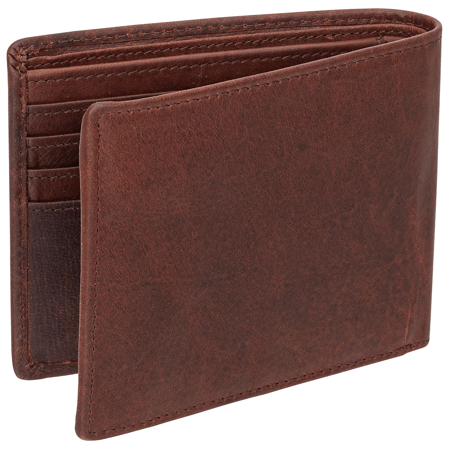 Portefeuille en cuir véritable RFID avec porte-monnaie Buffalo de Mancini - Brun