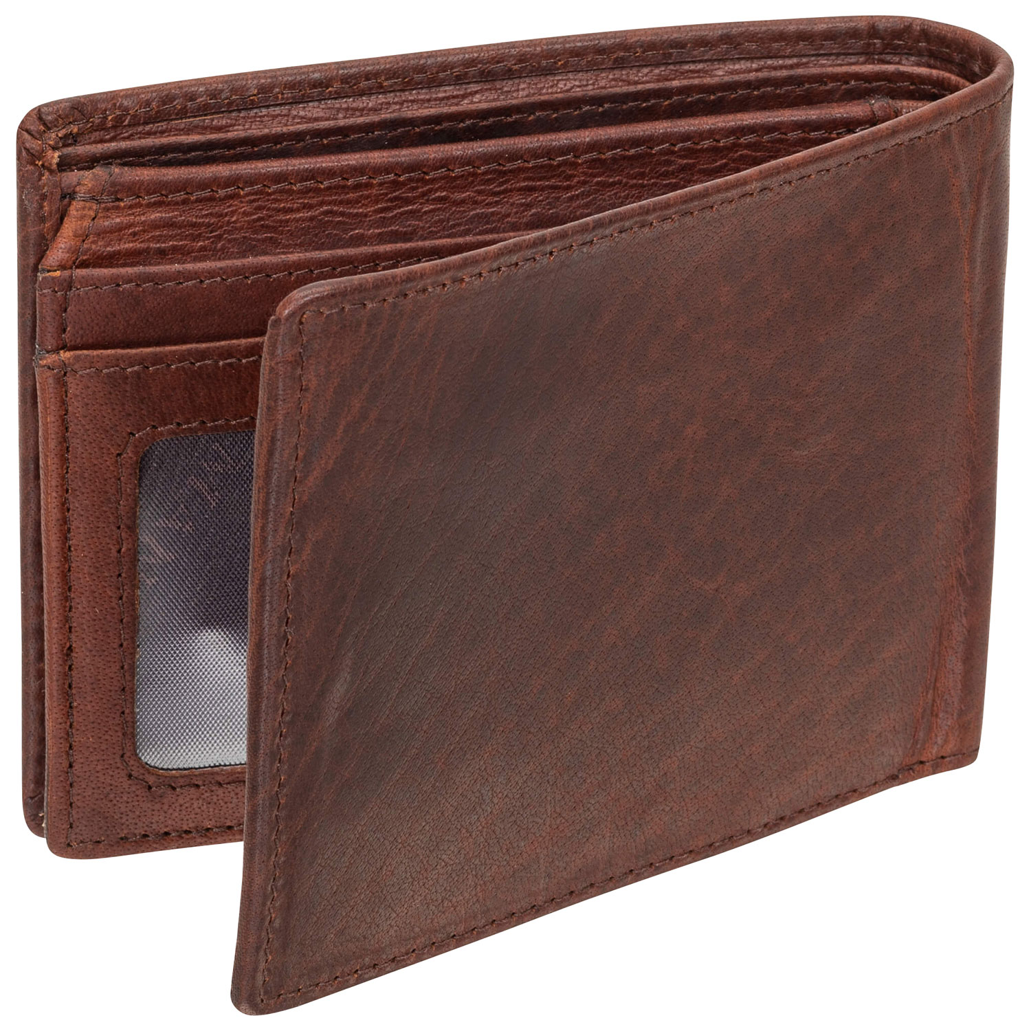 Portefeuille RFID à deux volets en cuir véritable avec volet gauche Buffalo de Mancini - Brun