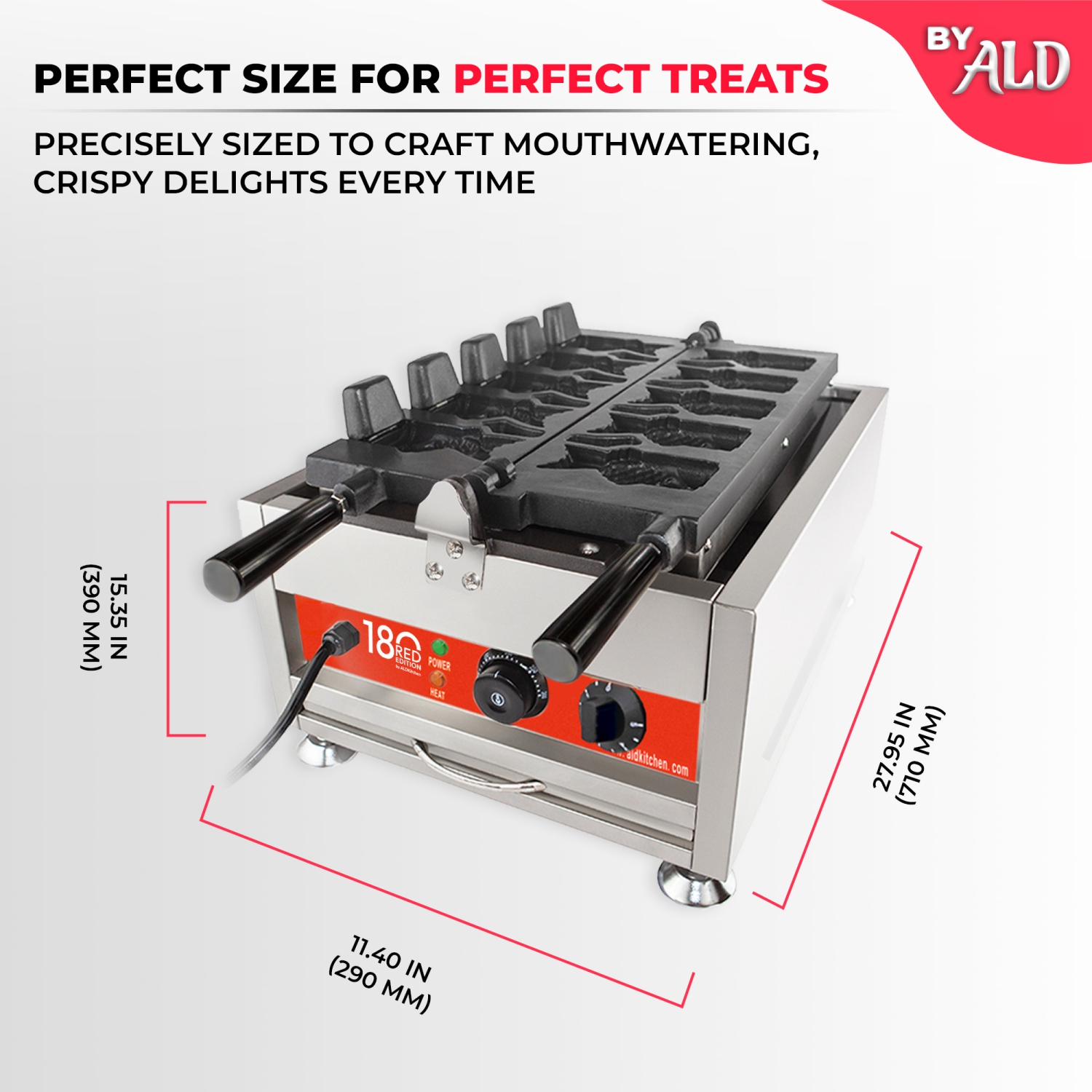 AR-1105 Gaufrier Taiyaki | Machine Taiyaki commerciale | 5 gaufres en forme de poisson à ouverture ouverte | Acier inoxydable | 110&nbsp;V