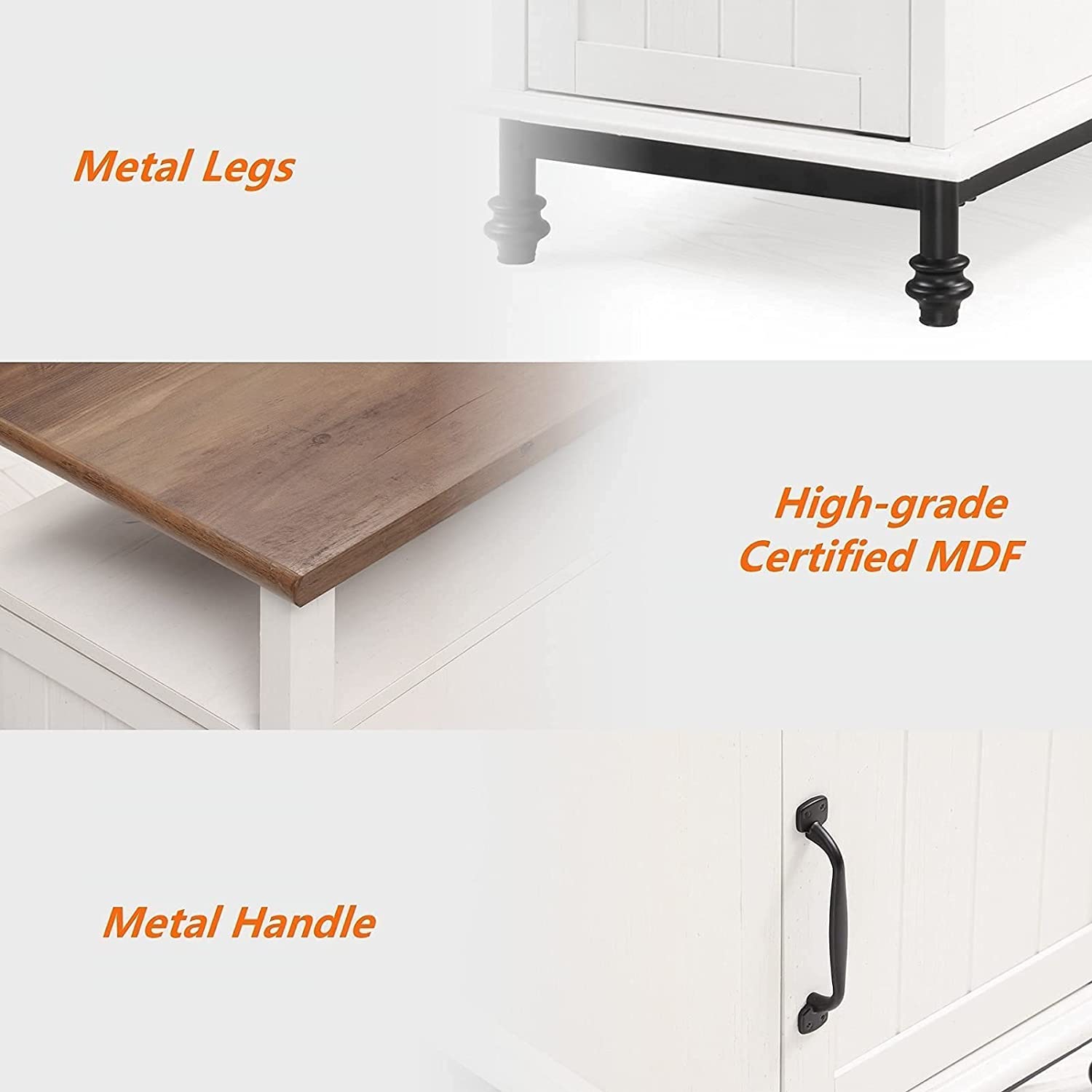 WAMPAT Set of 2 Farmhouse Nightstands, Premium Wood Accent End Side Table with Open Storage, Cabinet and Back Shelf for Living Room & Bedroom, 24",