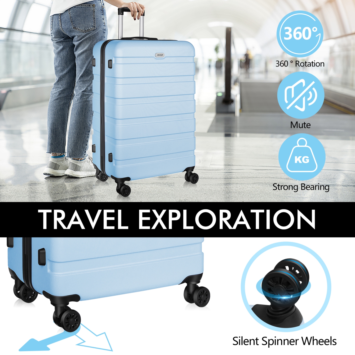 Light blue luggage online