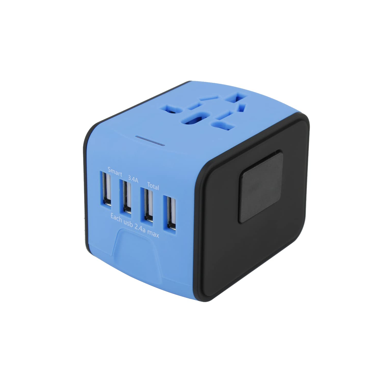 Kenayo Universal 4 USB Ports Travel Adapter/Converter for AU, US, UK, Europe, India & 150+ Countries - Blue