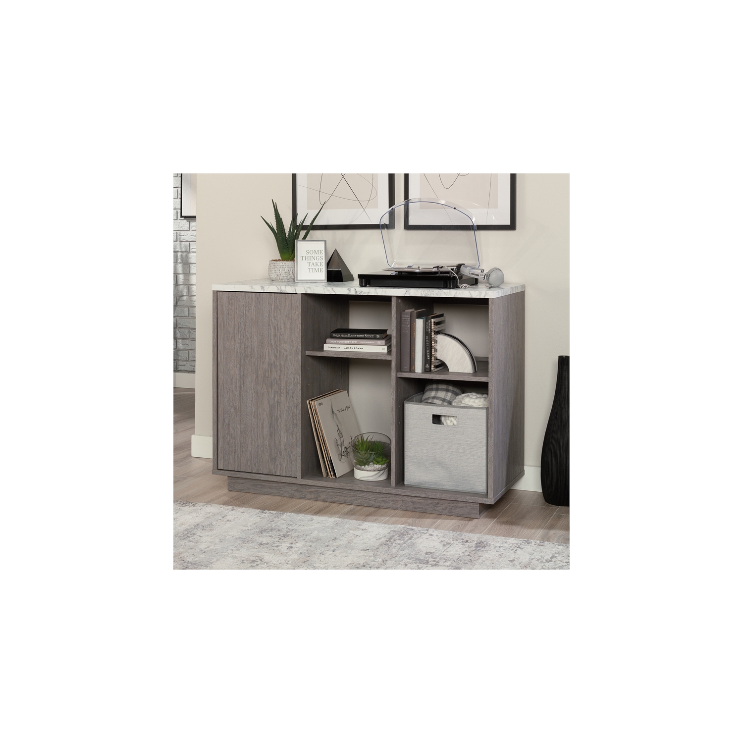 Sauder – rangement d’appoint en bois d’ingénierie East Rock, chêne cendré