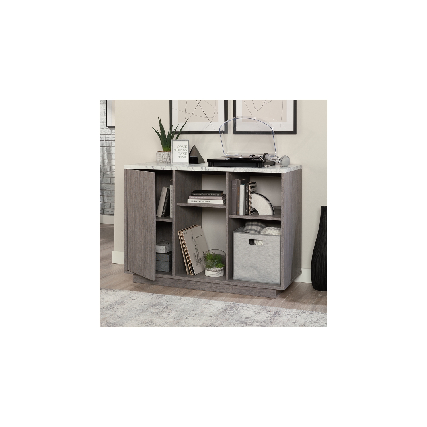 Sauder – rangement d’appoint en bois d’ingénierie East Rock, chêne cendré