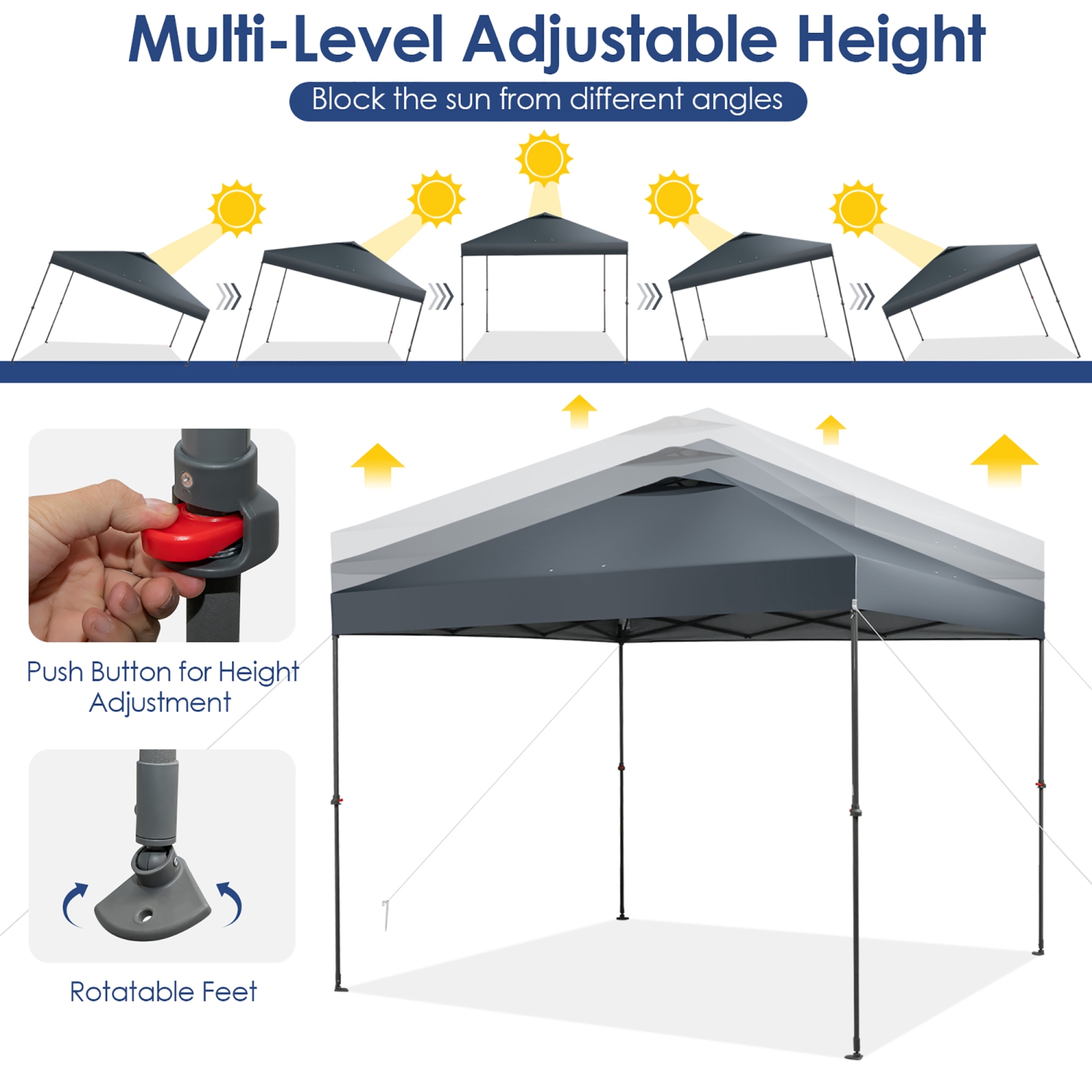 Costway Patio 10x10ft Outdoor Instant Pop-up Canopy Folding Tent Sun Shelter UV50+ Gray/Blue/White