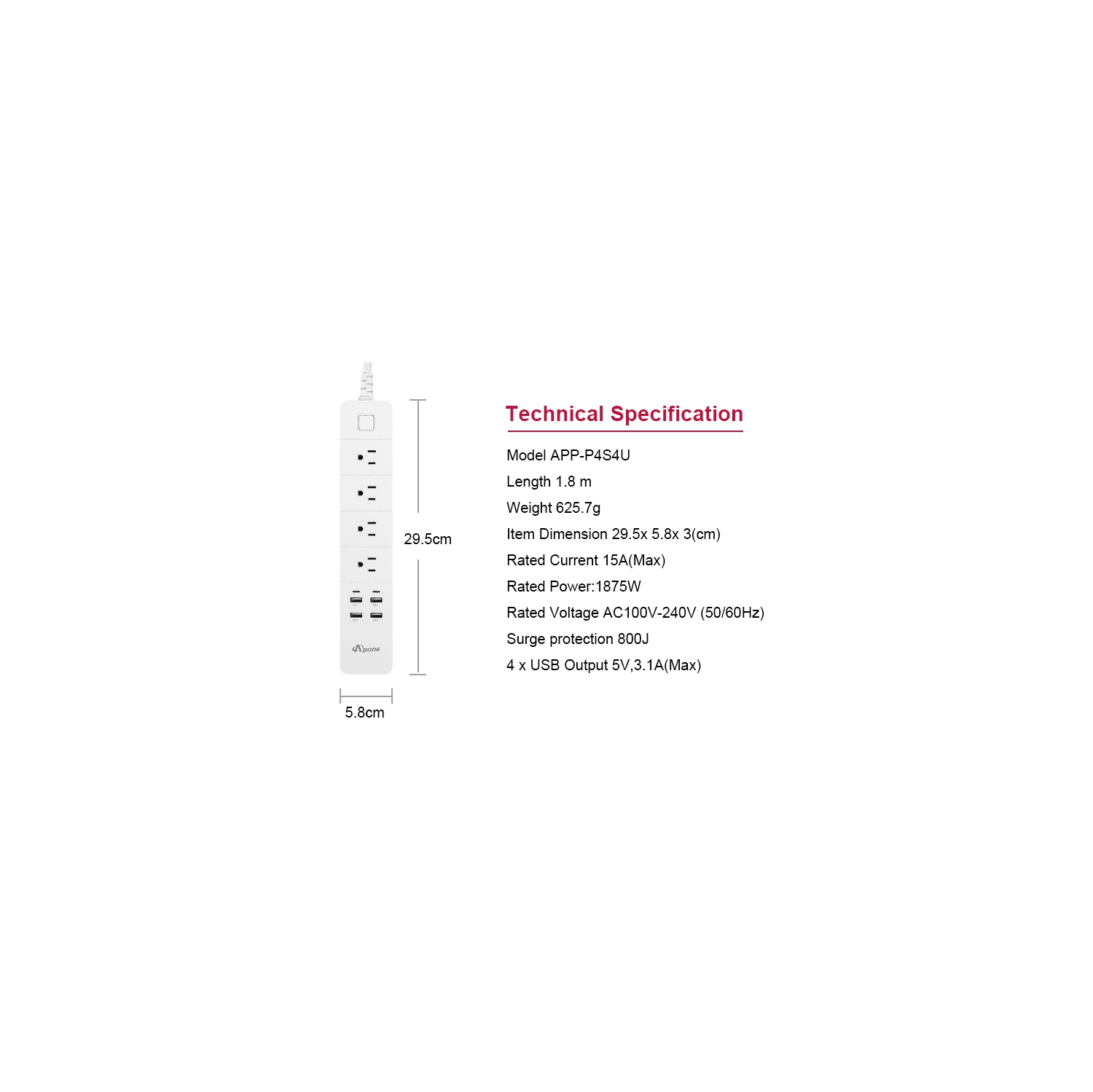 Parasurtenseur à prises intelligentes Apone avec ports USB, compatible avec Alexa et Google Home, aucun concentrateur requis