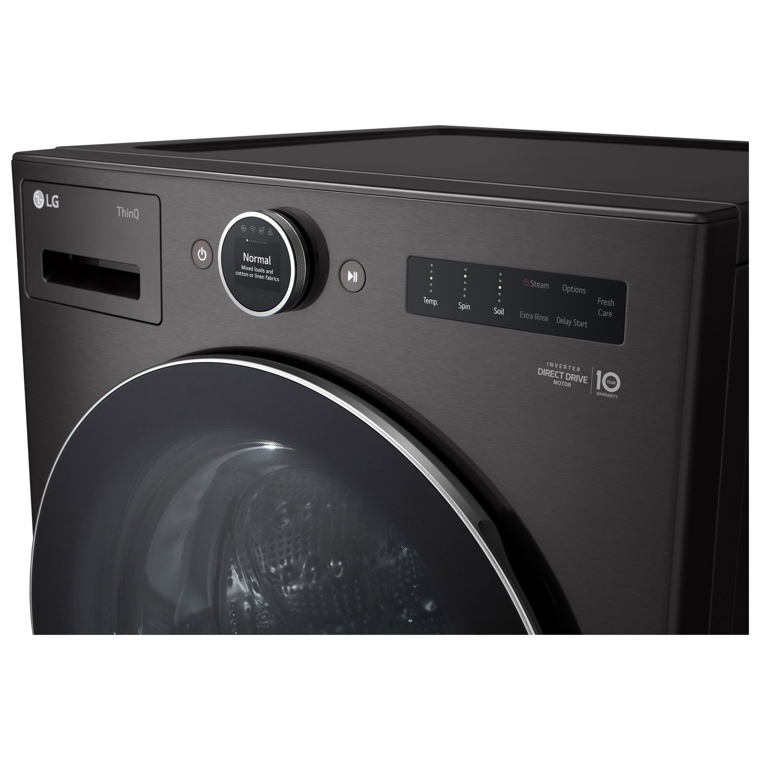 LG 5.8 Cu. Ft. High Efficiency Front Load Steam Washer - Black Steel