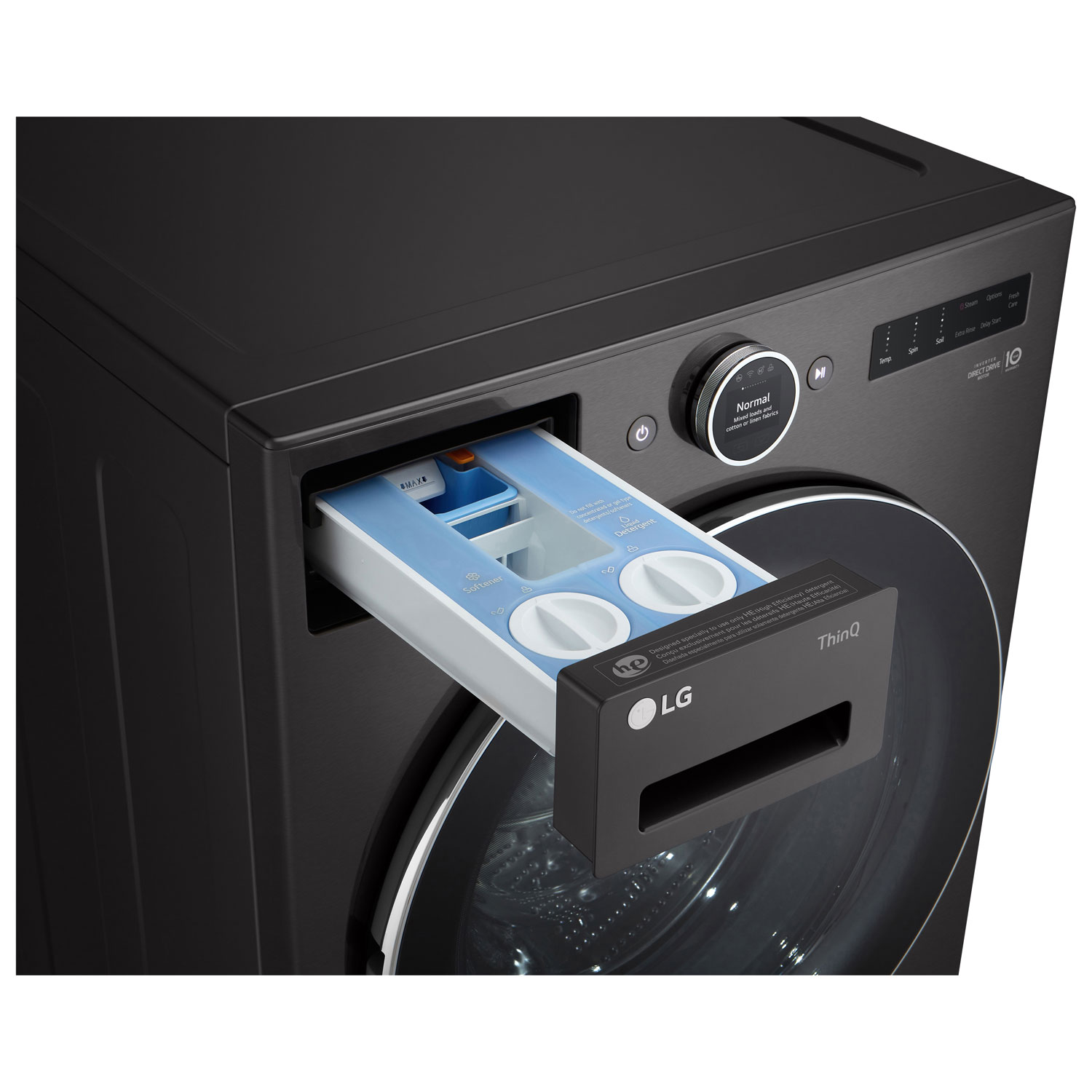 LG 5.8 Cu. Ft. High Efficiency Front Load Steam Washer - Black Steel