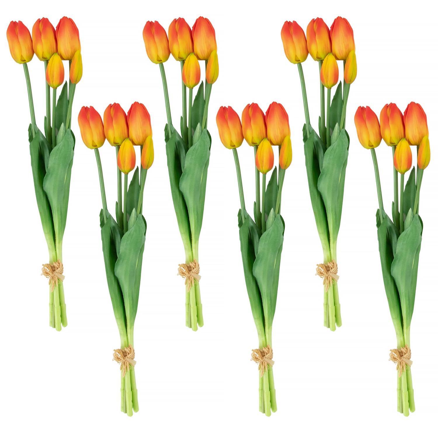 Real Touch™ Red and Yellow Artificial Tulip Floral Bundles, Set of 6 - 18"