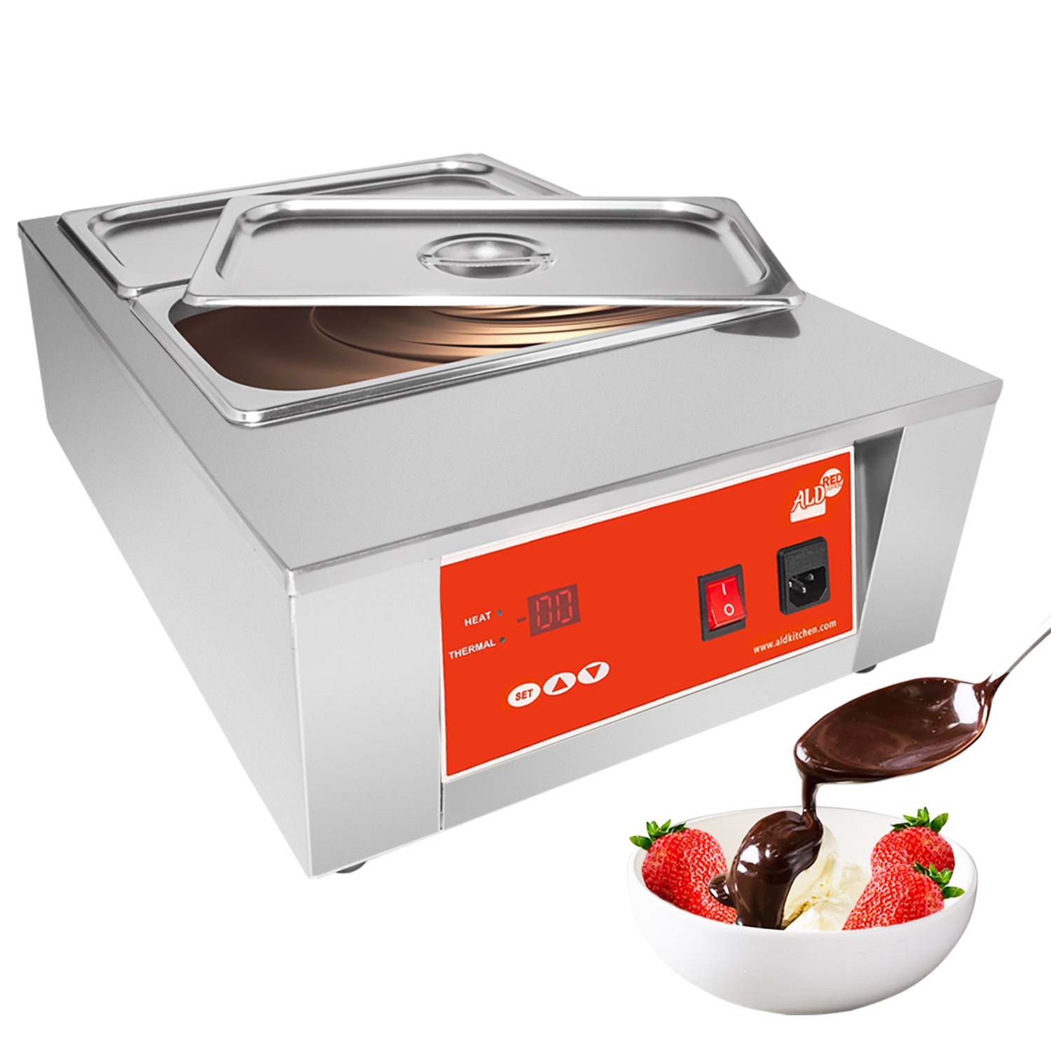 Digital Electric Chocolate Melter | 8 kg Commercial Chocolate Heater | 2 Tanks | 110V